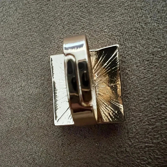 Ring- gold tone with black & white square faux stone accent. Size: 6. - Picture 8 of 8